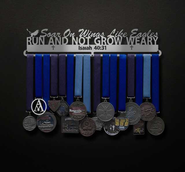 Isaiah 4031 - Soar On Wings Like Eagles Bible Verse Allied Medal Hanger Holder Display Rack - image 1