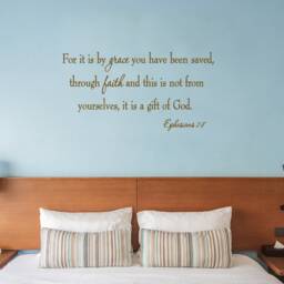 Christian Faith Stickers Bible Verse Scripture Wall Decal - For It Is By Grace You Have Been Saved Ephesians 28 - Vwaq - thumbnail 2