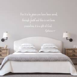 Christian Faith Stickers Bible Verse Scripture Wall Decal - For It Is By Grace You Have Been Saved Ephesians 28 - Vwaq - thumbnail 3