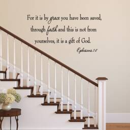 Christian Faith Stickers Bible Verse Scripture Wall Decal - For It Is By Grace You Have Been Saved Ephesians 28 - Vwaq - thumbnail 1