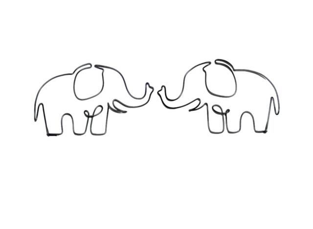 Elephant Metal Wire Wall Art, Gifts For Woman, Baby Elephant Sign Nursery Decor, Art Hangings Animal Gift - image 1