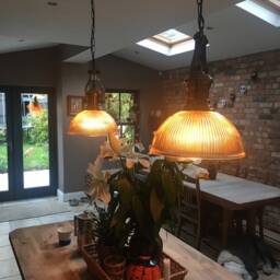 Glass Pendant Light Brass, Farmhouse Lighting - thumbnail 2