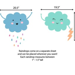 Cloud Wall Decals - Vinyl Decals, Nursery Cute Stickers, Raindrop Kids Room Rain - thumbnail 2