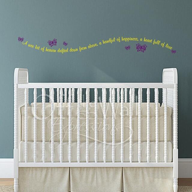 Baby Nursery Wall Decal, A Wee Bit Of Heaven, New Baby Vinyl Lettering With Butterflies - image 1