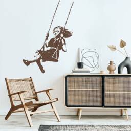 Banksy Wall Decal Girl On A Swing, Street Art Sticker, Graffiti For Home, Stencil Art, Urban Office Decor - thumbnail 3
