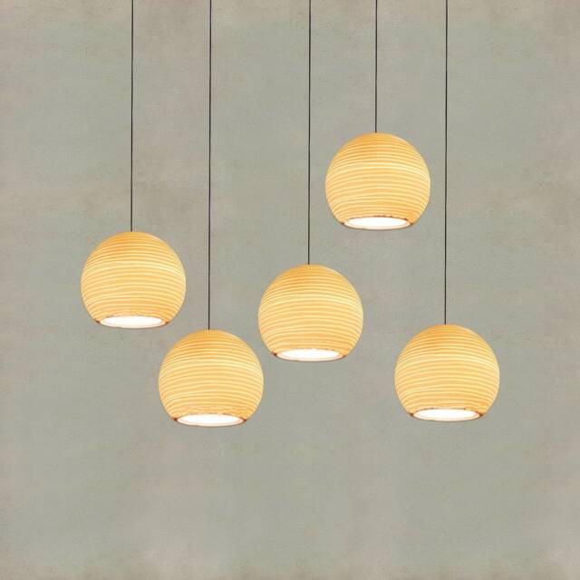 5 Porcelain Pendant Lights Carved Ball Hanging Lamp - image 1