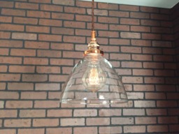 "Industrial Pendant -Copper 8"" Large Clear Glass Cone Shade With Patented ""Huila Electrical Connectors"
