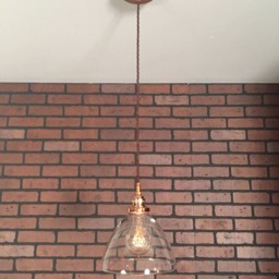 "Industrial Pendant -Copper 8"" Large Clear Glass Cone Shade With Patented ""Huila Electrical Connectors" - thumbnail 2