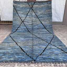 5'1x8'8Ft Modern Blue Moroccan Kilim Rug - Handwoven Wool Carpet With Geometric Patterns, Stylish Boho Accent For Living Room Or Hallway - thumbnail 2