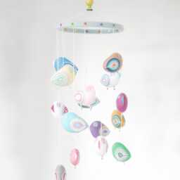 Pastel Bird Baby Mobile Embroidered Felt Birds, Gender Neutral Nursery Decor - thumbnail 3