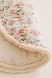 Floral Baby Play Mat Round Cotton Activity Rug With Fringe - thumbnail 1