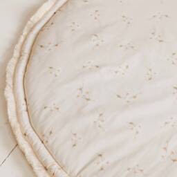 Floral Baby Play Mat Round Cotton Activity Rug With Fringe - thumbnail 3