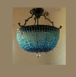 Sea Glass Chandelier Blue Ombre Coastal Ceiling Lighting