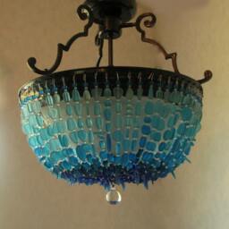 Sea Glass Chandelier Blue Ombre Coastal Ceiling Lighting - thumbnail 4