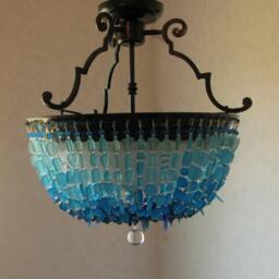 Sea Glass Chandelier Blue Ombre Coastal Ceiling Lighting - thumbnail 2