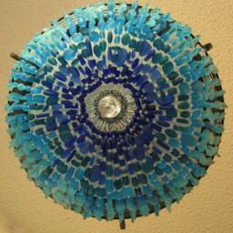 Sea Glass Chandelier Blue Ombre Coastal Ceiling Lighting - thumbnail 3