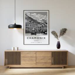 Chamonix France Ski Poster Vintage Travel Print - thumbnail 1