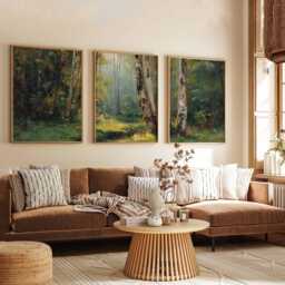 Sunlit Forest Path Poster Set Impressionist Woodland Wall Art Print - thumbnail 3