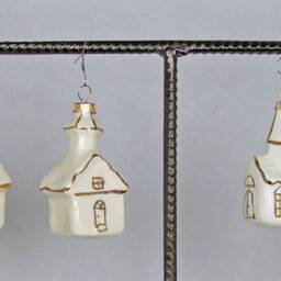 Handmade Ceramic Church Ornament - White & Gold Christmas Tree Decoration - thumbnail 4