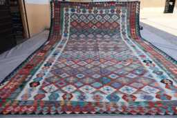 10x17 Oversized Kilim Area Rug Afghan Hand Woven Boho Large Wool Rug, Living Room Bedroom Dining Table Carpet, Flatweave Kilim Rug - thumbnail 1