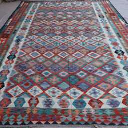 10x17 Oversized Kilim Area Rug Afghan Hand Woven Boho Large Wool Rug, Living Room Bedroom Dining Table Carpet, Flatweave Kilim Rug - thumbnail 3