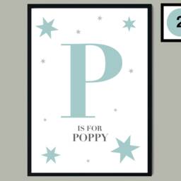 Personalised Star Name Print, Nursery Wall Art, New Born Baby Wall Art, Letter Childs Name Print, Initial - thumbnail 2