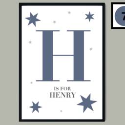 Personalised Star Name Print, Nursery Wall Art, New Born Baby Wall Art, Letter Childs Name Print, Initial - thumbnail 3