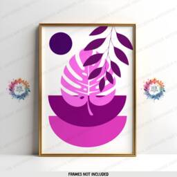Pink Boho Prints - Set Of 3 Wall - Purple Decor Living Room Posters Bedroom Artwork Home Hangings Botanicals - thumbnail 3
