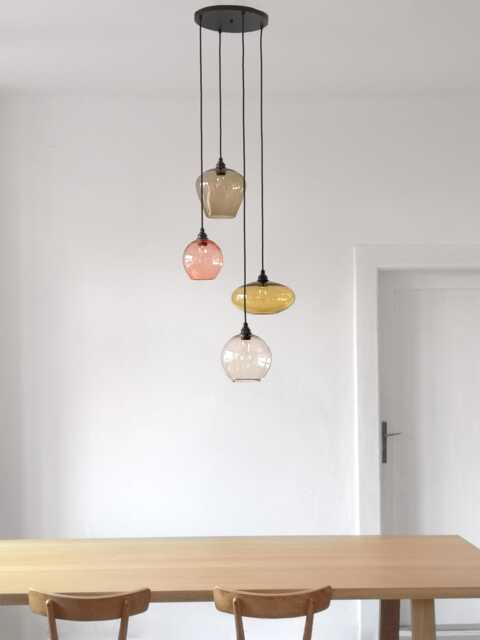 Hand Blown Glass Pendant Lights. Multi Chandelier. Colorful Custom Ceiling Light - image 1