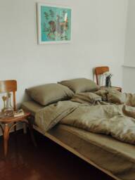Organic Linen Bedding in Green, Full Set Of Sheets & Pillowcases, Premium Duvet Cover, Cozy Set, Wedding Gift Idea