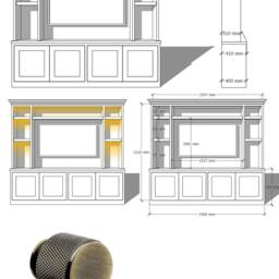 Custom Media Cabinet - Wall-Mounted Solid Oak Worktop Led Lighting Made To Measure Spray Finish in Any Color Fixed Size 65 - thumbnail 4