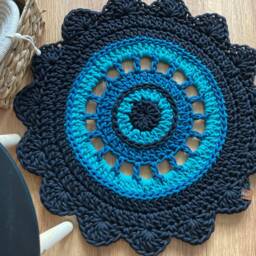 Round Bathroom Rug - Crochet Cotton Floor Mat, Handmade Bath Carpet - thumbnail 3