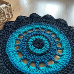 Round Bathroom Rug - Crochet Cotton Floor Mat, Handmade Bath Carpet - thumbnail 2
