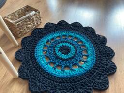 Round Bathroom Rug - Crochet Cotton Floor Mat, Handmade Bath Carpet - thumbnail 1