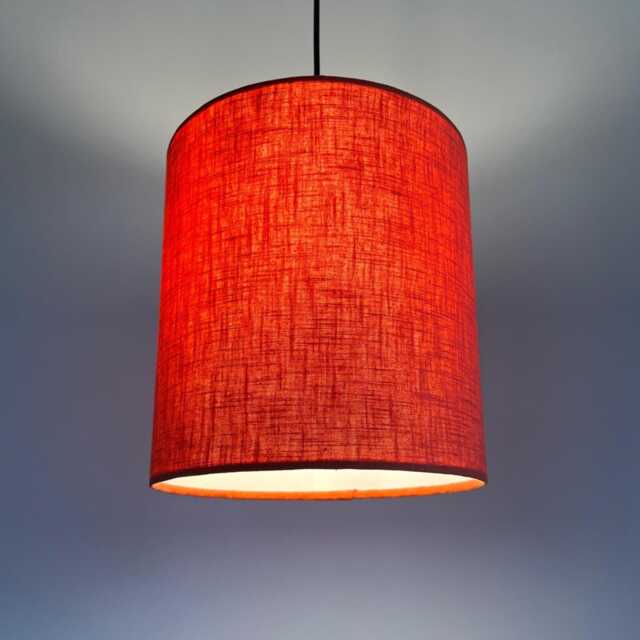 Orange Linen Drum Lampshade Textured Ceiling Light Shade - image 1