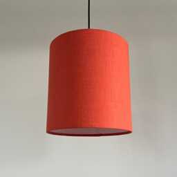 Orange Linen Drum Lampshade Textured Ceiling Light Shade - thumbnail 2
