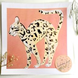 Set Of Exotic Cat Art Print + 2 Capybara Cards, Cute Animal Lover Christmas Gift - thumbnail 2