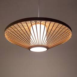 Bamboo Parchment Pendant Light Natural Woven Lamp Shade - 19''x9.8'' - thumbnail 2