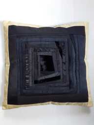 Black & Gold Quilted Pillow Cover Modern Patchwork Cushion - 17.5 X 17.5 Inch
