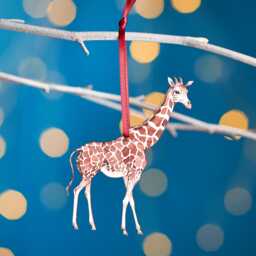 Giraffe Christmas Tree Decoration, Birch Plywood Ornament, Animal Lover Gift, Festive Watercolour Art, Traditional Keepsake
