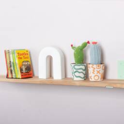 Children's Room Wall Shelf, Hanging Bookcase, Kitchen Shelves, Light Pastel Green Bracket, Solid Beech - thumbnail 3