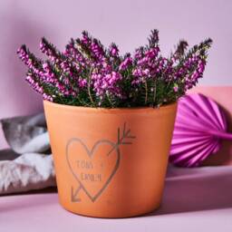 Personalized Carved Heart Terracotta Plant Pot - Gift For Her - thumbnail 1