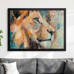Lion Abstract Oil Painting Framed Print & Canvas Large Sizes Wall Art Poster Animal Home Decor Interior Gift Idea - thumbnail 4
