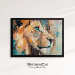Lion Abstract Oil Painting Framed Print & Canvas Large Sizes Wall Art Poster Animal Home Decor Interior Gift Idea - thumbnail 2