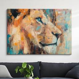 Lion Abstract Oil Painting Framed Print & Canvas Large Sizes Wall Art Poster Animal Home Decor Interior Gift Idea - thumbnail 1
