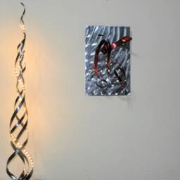 Metal Art - Abstract Art Home Decor Metal Contemporary Wall Sculpture in Wall Mural, Red - thumbnail 3