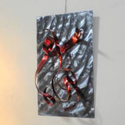 Metal Art - Abstract Art Home Decor Metal Contemporary Wall Sculpture in Wall Mural, Red - thumbnail 2