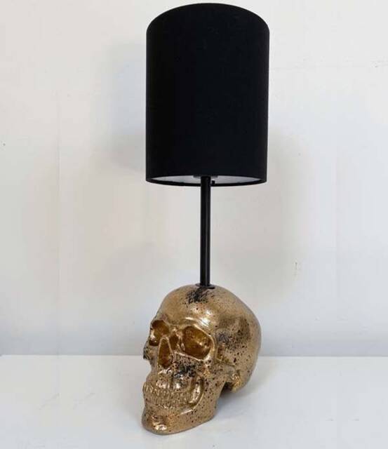 Gold & Black Splatter Lamp // Skull Decor Handmade By Haus Of Skulls - image 1