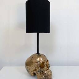 Gold & Black Splatter Lamp // Skull Decor Handmade By Haus Of Skulls - thumbnail 2