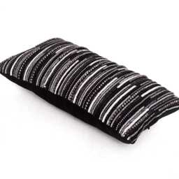 Hand Embroidered Sequin Pillow Cover, Black Grey Silver, Luxury Accent - Bmcc004 - thumbnail 4